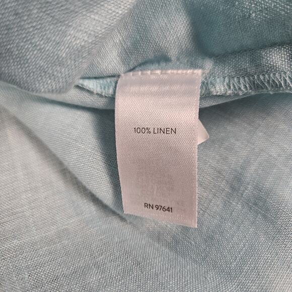 J Jill Love Linen Womens Shirt Sz L Tall LT Turquoise Button Up Sleeveless Top - Picture 4 of 6